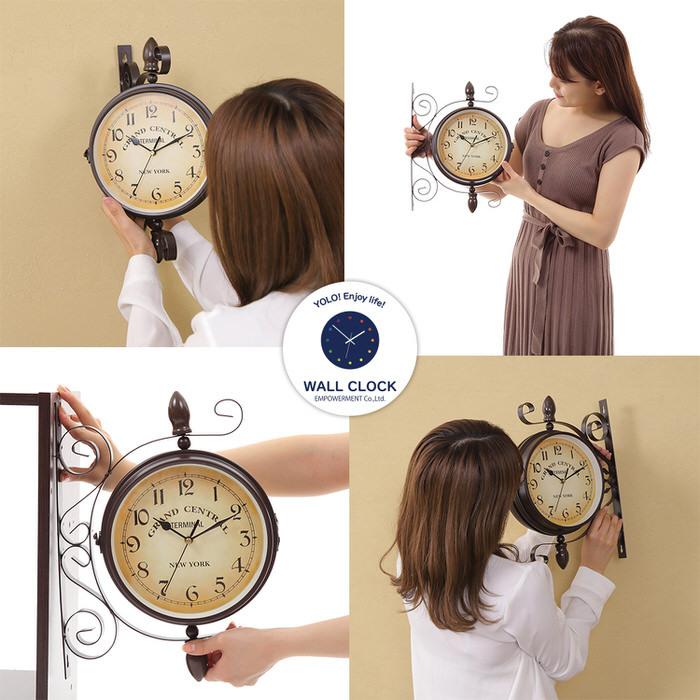 ヴィンテージ 街頭 掛け時計 ダブル 壁掛け時計 レトロ ウォール