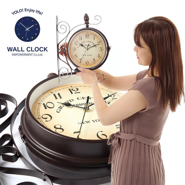 ヴィンテージ 街頭 掛け時計 ダブル 壁掛け時計 レトロ ウォール