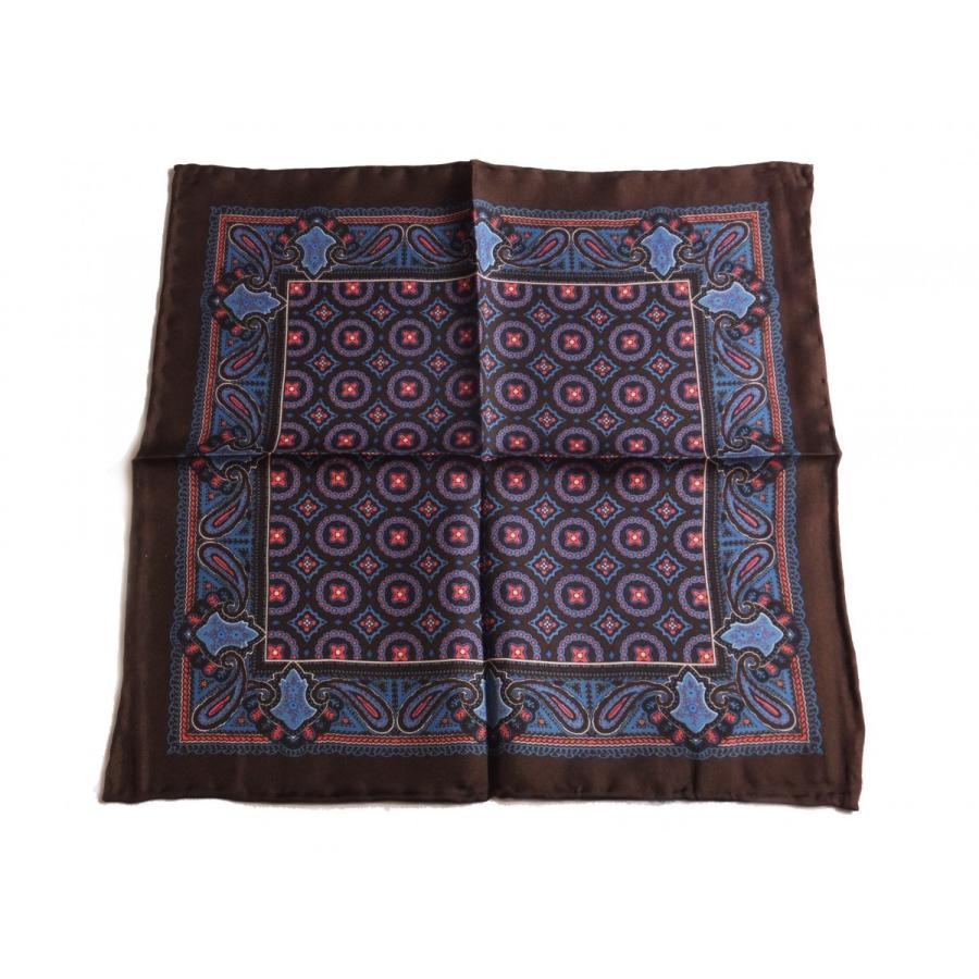 2.29 ポケットチーフ 丸柄xペイズリー(ブルー・パープル・ブラウン