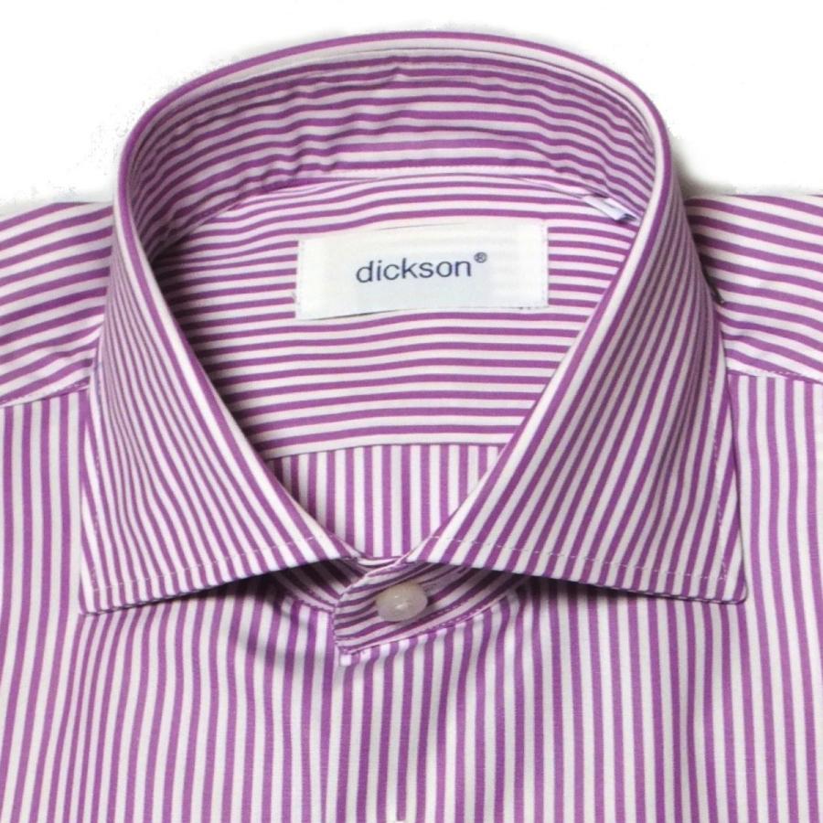 ドレスシャツ メンズ Dickson 白xパープルのロンドンストライプ 長袖 コットン ワイシャツ Dickson Tm 33 2 29 通販 Yahoo ショッピング