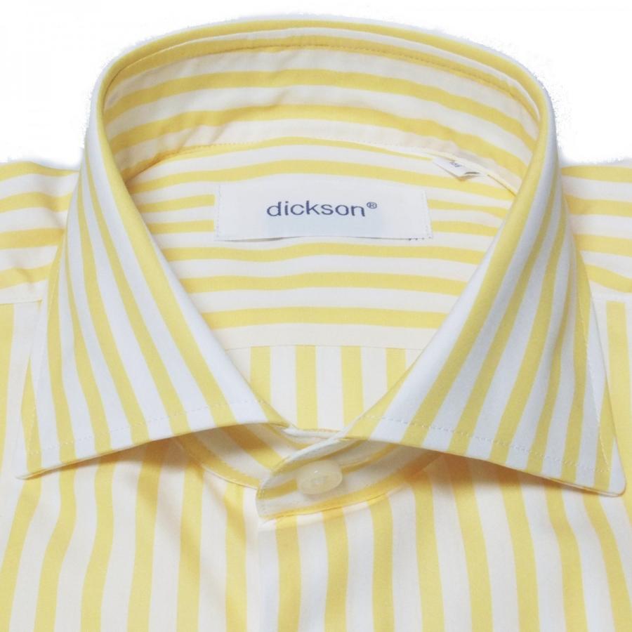 ドレスシャツ メンズ dickson 白xイエローのブロックストライプ ドレスシャツ メンズ dickson 白xイエローのブロックストライプ
