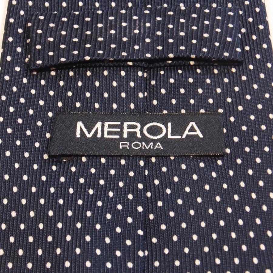 Merola（メローラ） ネクタイ ネイビーベース・ホワイトのピンドット