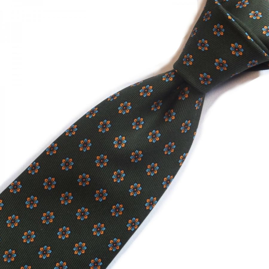 MEROLA メローラ イタリア製 小紋柄プリントシルクタイ