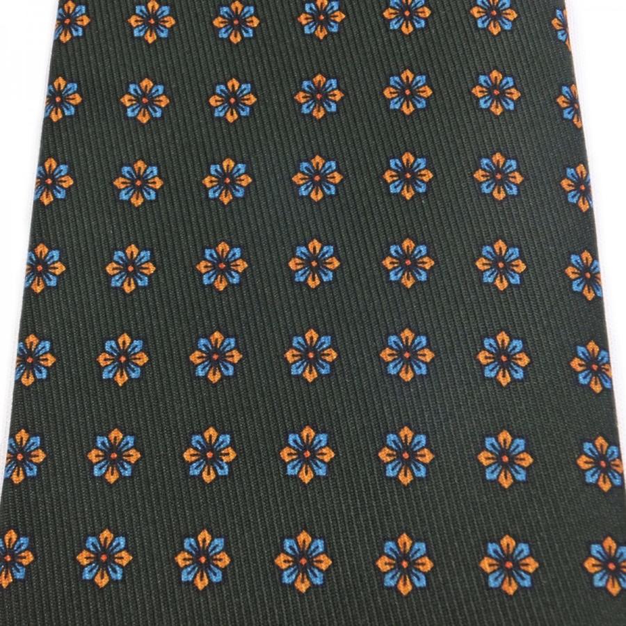 Merola（メローラ） ネクタイ ダークグリーンベース・菱形重ね模様の