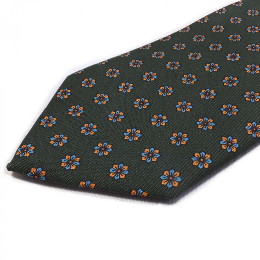 Merola（メローラ） ネクタイ ダークグリーンベース・菱形重ね模様の