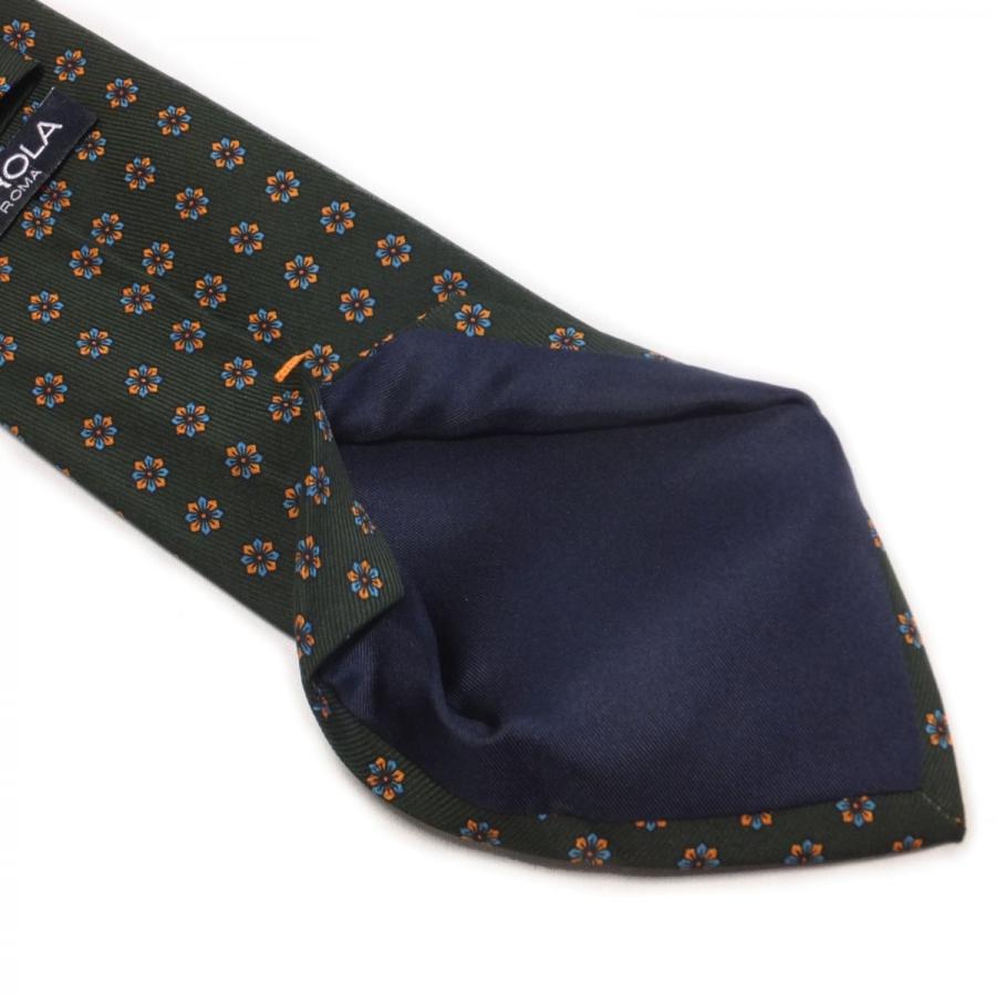 Merola（メローラ） ネクタイ ダークグリーンベース・菱形重ね模様の