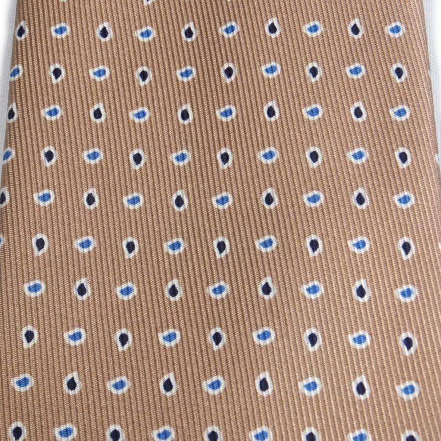 ネクタイ Merola (メローラ) ライトブラウンベース・ブルー小紋柄 50オンス シルク100% プリント イタリア製｜tstk-229｜04