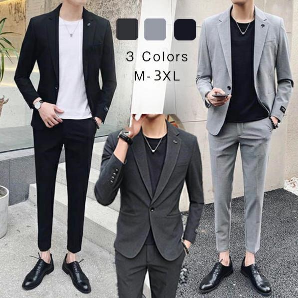 スーツ メンズ スーツセットアップ シャツ 2点セット 春秋 スウェット パンツ3色 黒 グレー ブラック カジュアルスーツ ちょいワル 大きいサイズ Hanakokusai Ka 通販 Yahoo ショッピング