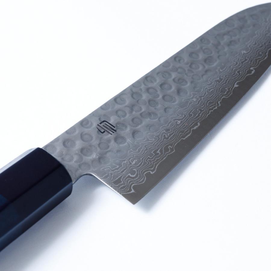 藍包丁 三徳包丁 ダマスカス 日本製 180mm ステンレス鋼 堺刃物 徳島藍