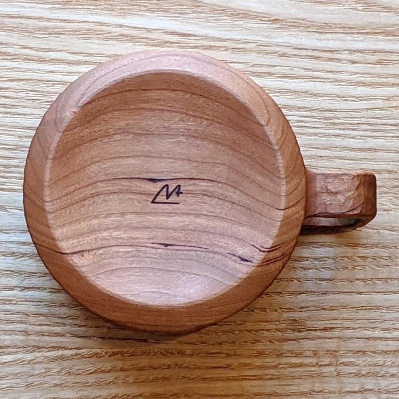 手彫りコーヒーカップ 手彫り コーヒーカップ 木製 天然木 作家 日本製 チェリー材