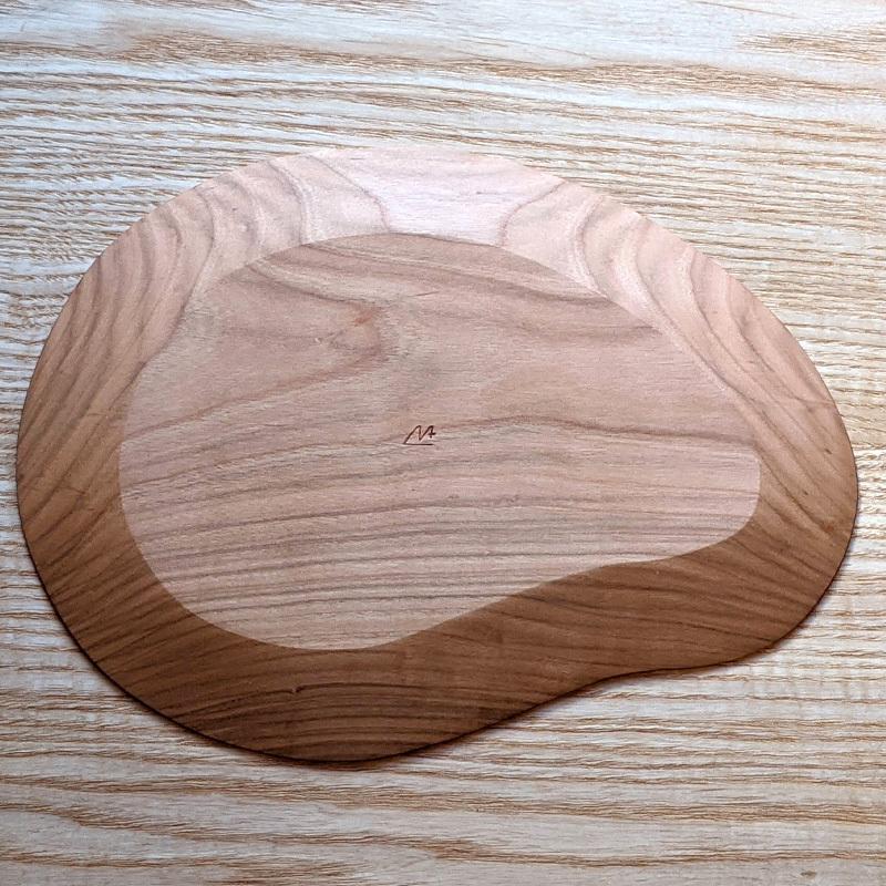 手彫り変形皿L 木製プレート皿 天然木 作家 日本製 ヤマザクラ お皿 木