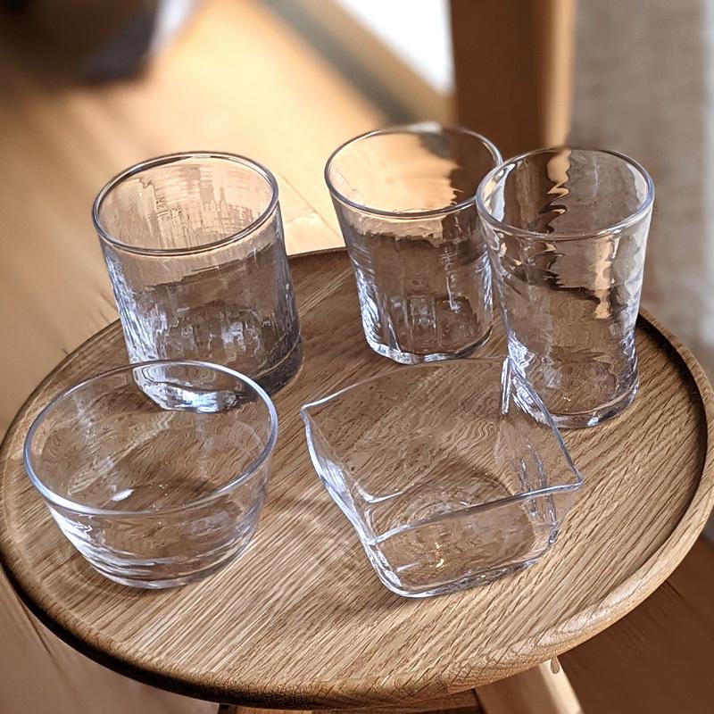 三本線のグラス 吹きガラス 作家 日本製 コップ 透明 模様 おしゃれ 和