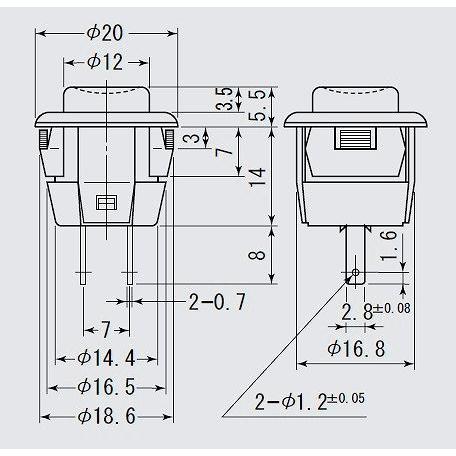 押しボタンスイッチ 赤 ノンロック ミヤマ電器 DS-412-R : 津パーツ店