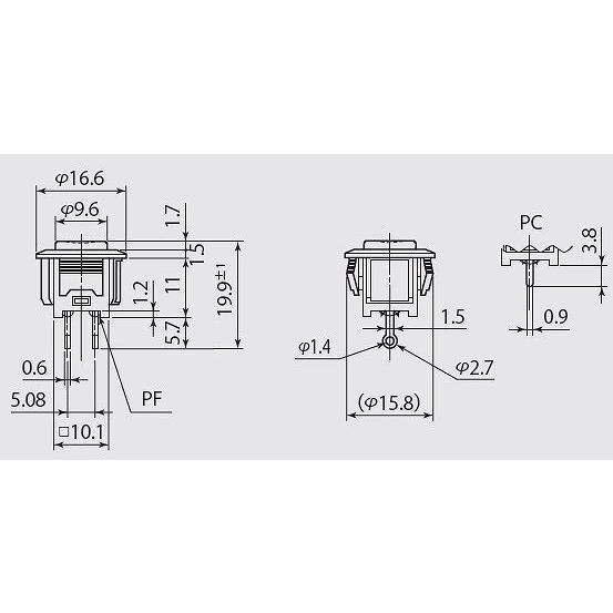 押しボタンスイッチ 黒 ノンロック ミヤマ電器 DS-663-C-R-W-S-K-K｜tsu-parts｜05