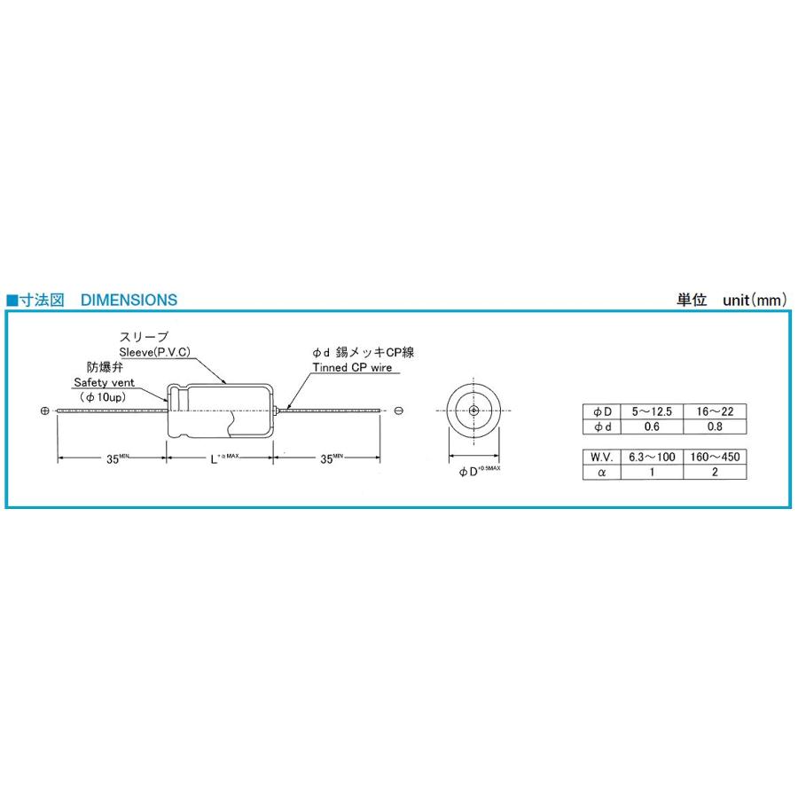 チューブラ型電解コンデンサ 350V 100μF GST2V101MM UNICON : 津パーツ
