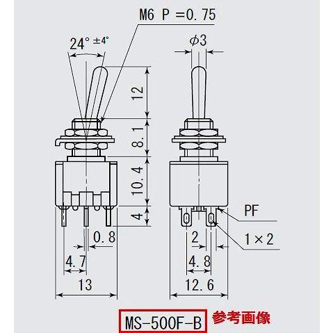 トグルスイッチ 6P ON-(ON) ミヤマ電器 MS-500G-B｜tsu-parts｜03