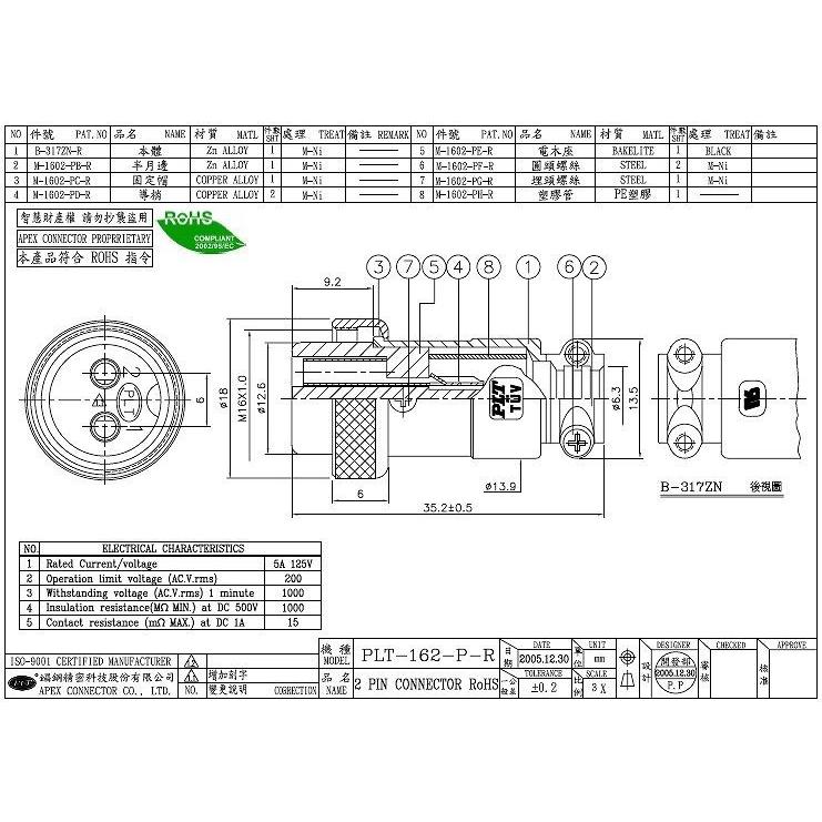 マイクコネクター 2P プラグ APEX PLT-162-P-R : 津パーツ店 - 通販