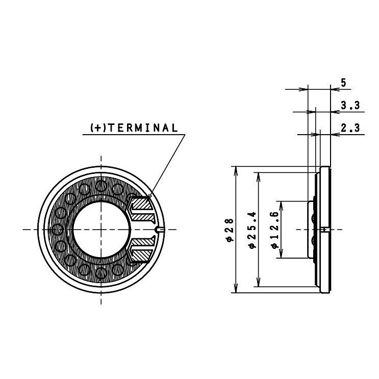 スピーカー 28mm 0.5W 8Ω 東京コーン紙製作所 S28G10K-15 : 津