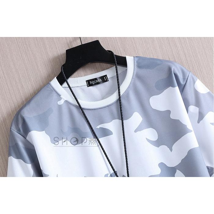 上下セット メンズ 迷彩柄 短パンセット セットアップ Tシャツ ハーフ