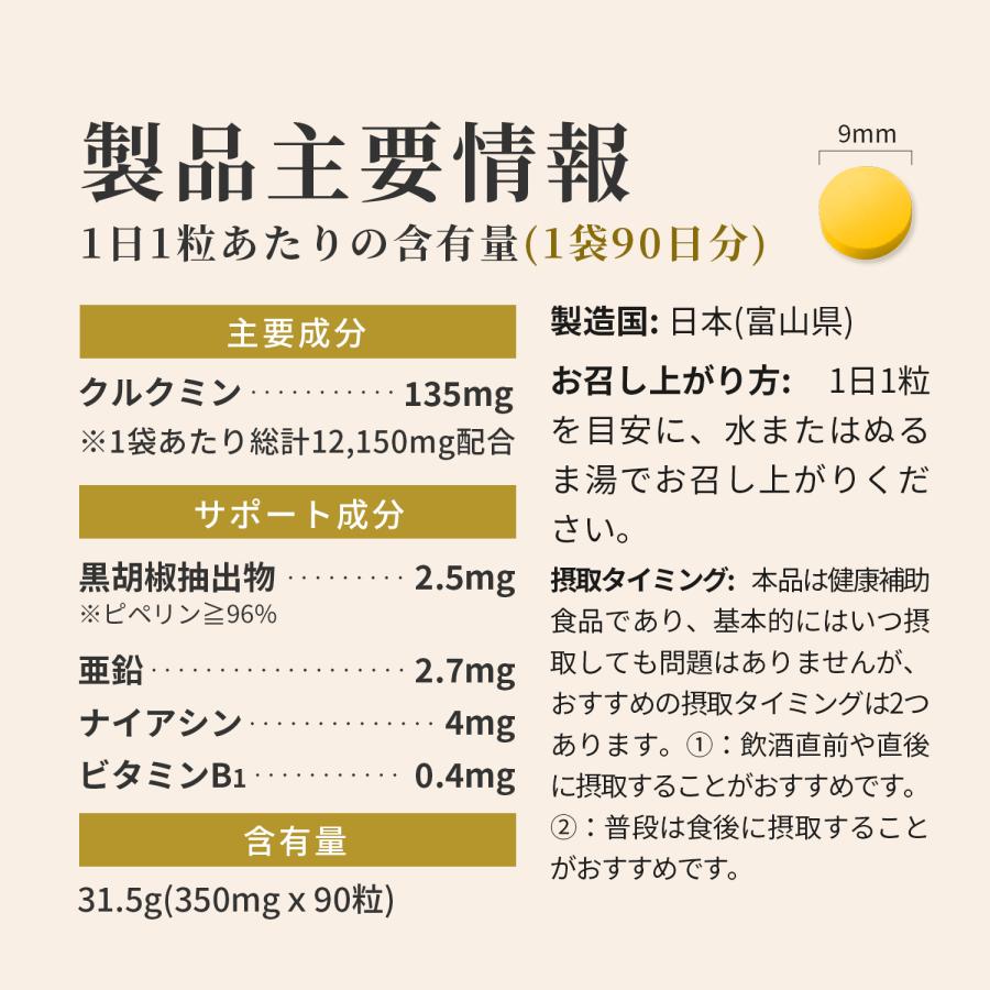 ウコン サプリ クルクミン 12150mg配合 (90日分) 秋ウコン 錠剤