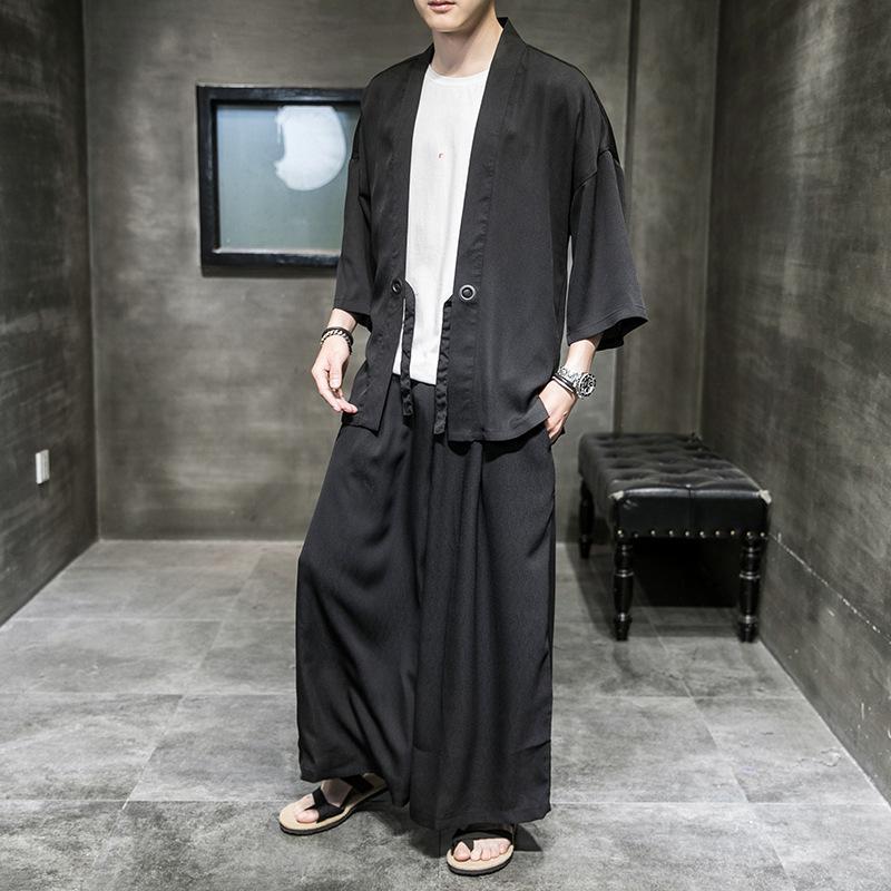 甚平 メンズ おしゃれ 和風 セットアップ 作務衣 羽織 ルームウェア