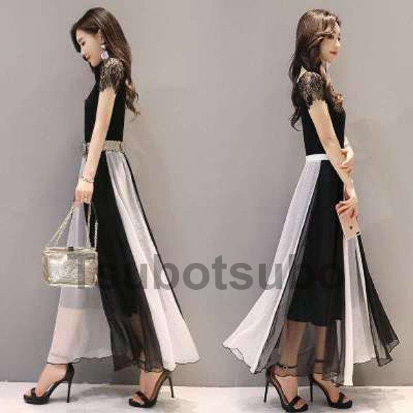 買付け マキシワンピース シフォンワンピース ドレス マキシ丈ワンピース 結婚式 シースルドレス 春 ロング 半袖 マキシワンピ ワンピース レディース 2色 アウトレット通販店 Www Superavila Com