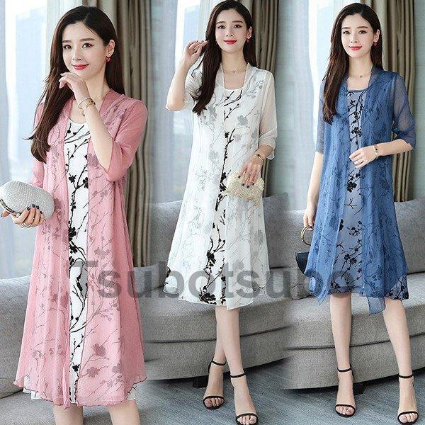 オンラインストア特売中 ワンピース レディース 40代 春夏 半袖 きれいめ 2点セット 膝丈ワンピース 花柄 チュニック 大きいサイズ パーティードレス おしゃれ 韓国風 上品 着痩せ 新品 新入荷 Www Superavila Com