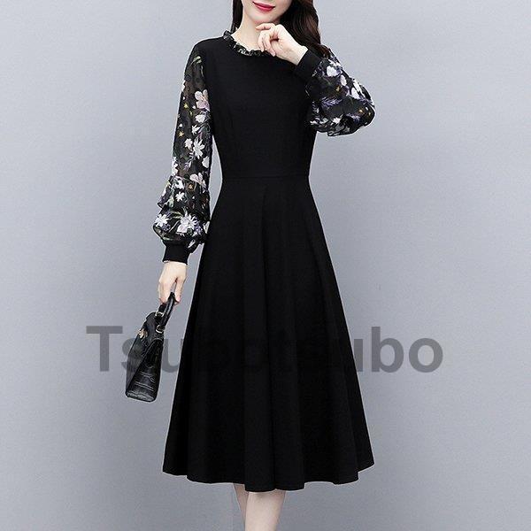 通販限定品 ワンピース レディース 40代 代 春秋 長袖 きれいめ 上品 シフォンワンピース ロング丈 花柄 大きいサイズ パーティードレス おしゃれ 韓国風 着痩せ Ol 新品 ジャパン 売上 Www Superavila Com