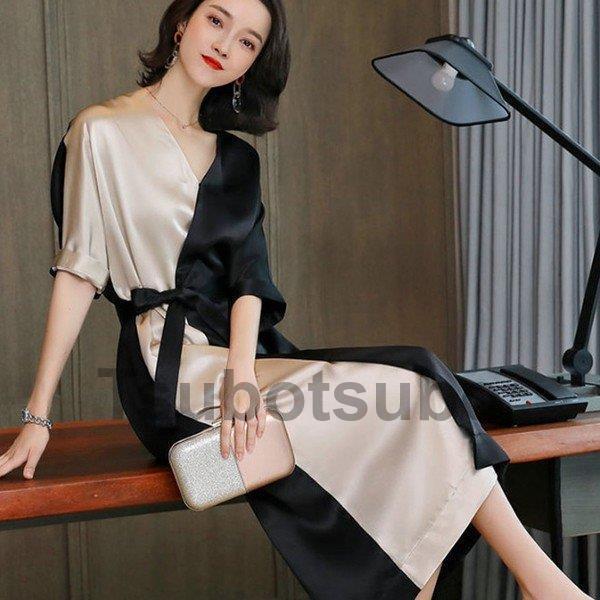 購入特典付き パーティードレス 結婚式 ワンピース Vネック ロング丈 ドレス シルク 二次会 40代 50代 袖あり きれいめ お呼ばれ 結婚式ドレス 披露宴 フォーマルドレス 購入純正 Fixinox Com Br