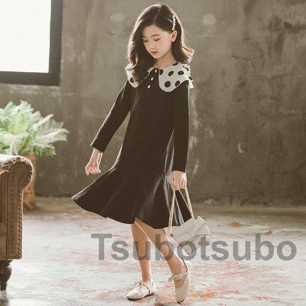 Sale 公式 子供服 ワンピース キッズ 女の子 長袖 おしゃれ 秋冬 韓国子供服 ジュニア 膝丈ワンピース ドット柄 折り襟 子供ドレス Dress カジュアル 可愛い 通学着 新品 Sale 公式通販 直営店限定 Www Valdebro Es