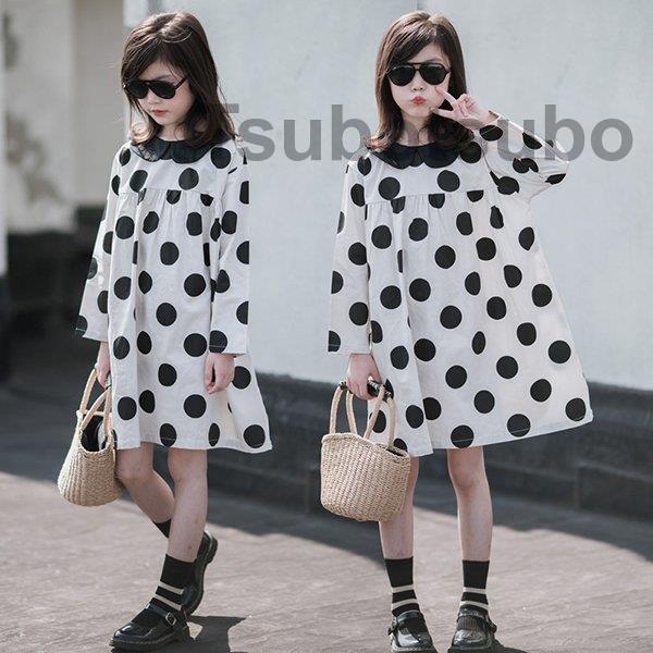 全日本送料無料 ワンピース キッズ 長袖 子供服 女の子 春秋 キッズワンピース 長袖ワンピース 折り襟 ドット柄 子供ドレス お姫様 ジュニア おしゃれ 可愛い カジュアル 新品 初回特典付 Micasa Net Gt