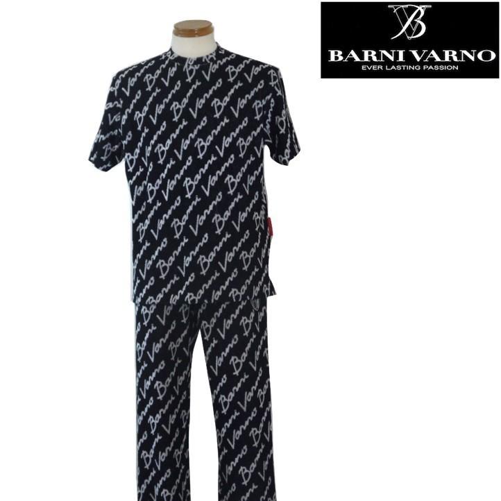 【春夏SALE】バーニヴァーノ/BARNIVARNO 春夏物 ロゴパイル上下セット 678-Mサイズ 黒