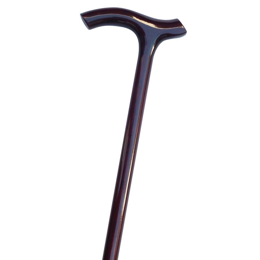 カラーオークウェーブ形ハンドルステッキ A6・ワインレッド（木製杖 