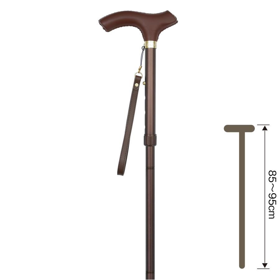 Choplin アルミ製 杖 赤/茶 86-95cm 母の日クーポン対象】軽量アルミ製折りたたみステッキ さぽ～と 雨にも