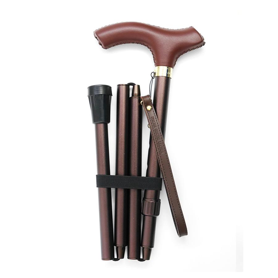 本革手元アルミステッキ LE-57・ブラウン（日本製）：ステッキ 杖