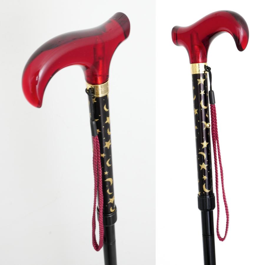 ムーンスターアルミステッキ LA-37・ブラック：ステッキ 杖 折りたたみ