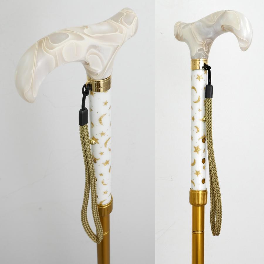 ★新品★Cherry Mountain 木製ステッキ３つ折り　杖 ムーンスターアルミステッキ LA-37・ホワイト：ステッキ 杖 折りたたみ