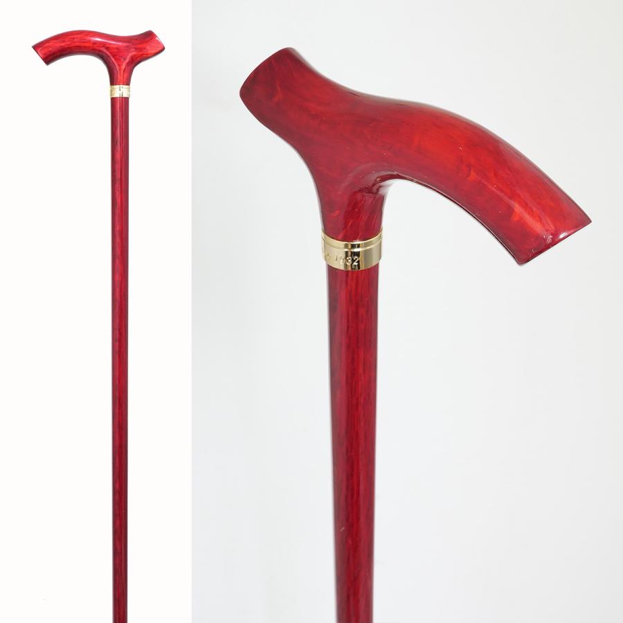 No.116 カラーオークステッキ レッド（木製杖・最長91cm／日本製