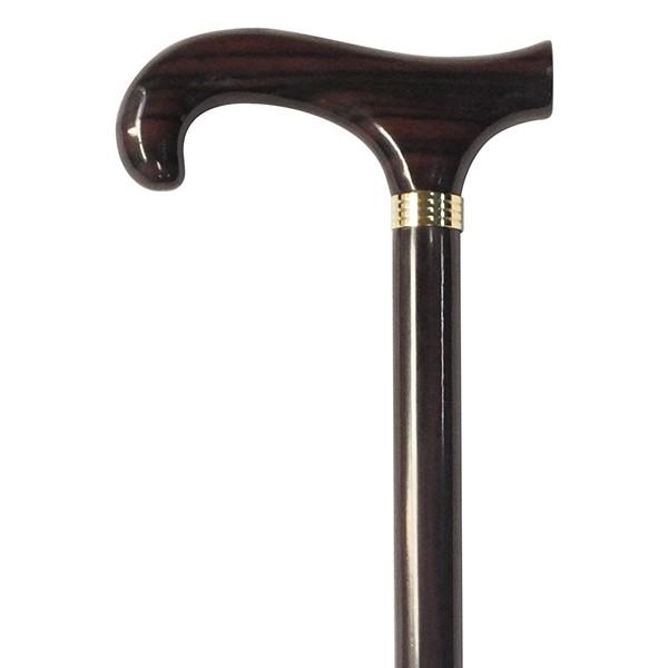 No.23 黒檀変形ハンドルステッキ（木製杖／最長93cm／日本製）｜土屋