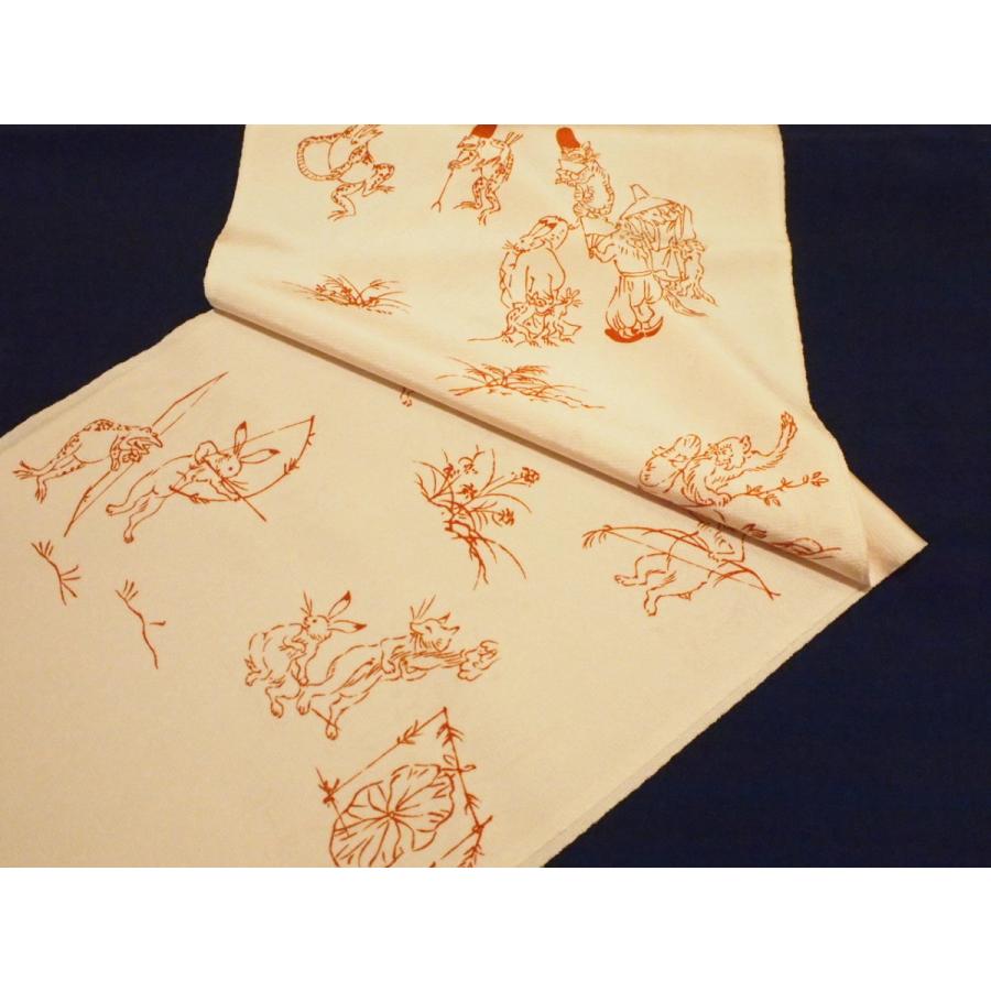 正絹帯揚げ 淡いピンク色の地にさび朱色の鳥獣戯画 Oa1037 新宿津田家オンラインショップ 通販 Yahoo ショッピング