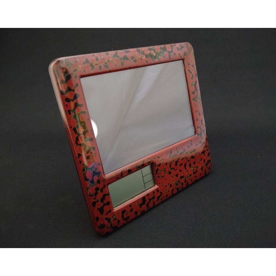 【津軽塗】時計付フォトフレーム　ABS樹脂　唐塗赤上 | 