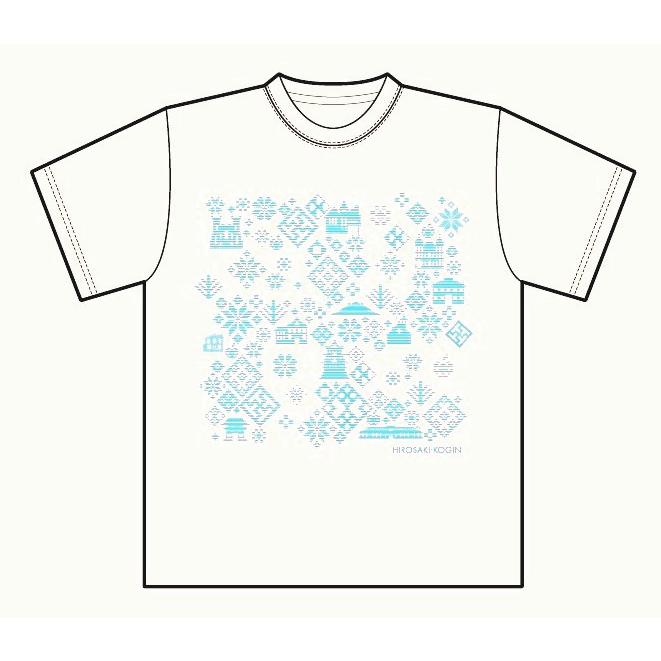オリジナルTシャツ　白　こぎん刺し模様　弘前 | 