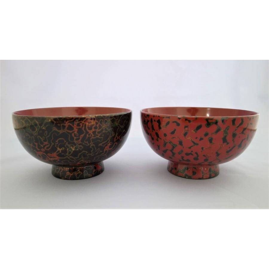 夫婦関係汁椀 木製 唐塗呂上・赤上 工芸品、民芸品-美術、工芸品