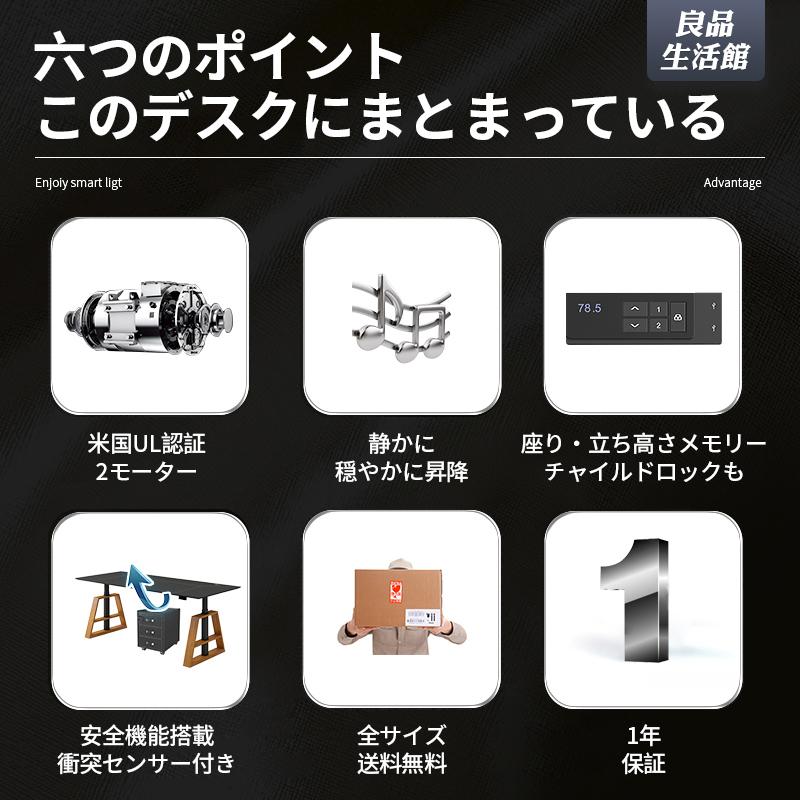 ☆P3倍☆電動式昇降デスク ダブルモーター 立って仕事 木足 障害物検知