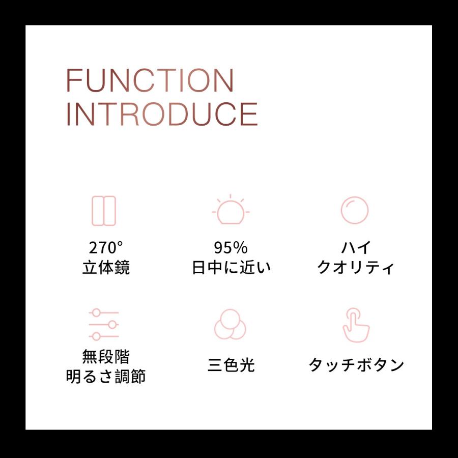 【SUTEKIYA】女優ミラー 卓上ミラー  三面鏡 LEDライト付き 化粧鏡 三色調光 無段階明るさ調節 タッチボタン 折りたたみ  記憶機能 一年保証｜tsuhan-123｜04