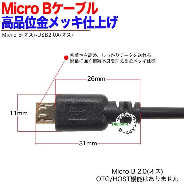 マイクロBケーブル 1.8m 金メッキ端子 USB2.0(オス)-マイクロB