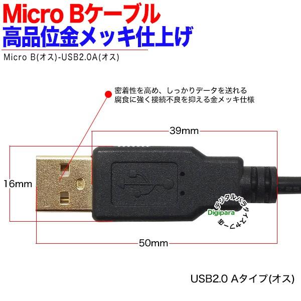 マイクロ Bケーブル5m 金メッキ端子 USB2.0Aタイプ(オス)-マイクロB