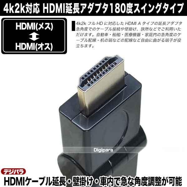 HDMI180度回転アダプタ HDMI(メス)⇔HDMI(オス) 4k2k対応 端子