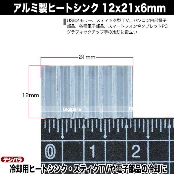 ヒートシンク 12mmx21mmx6mm アルミ製 4個入り 熱伝導両面テープ付き