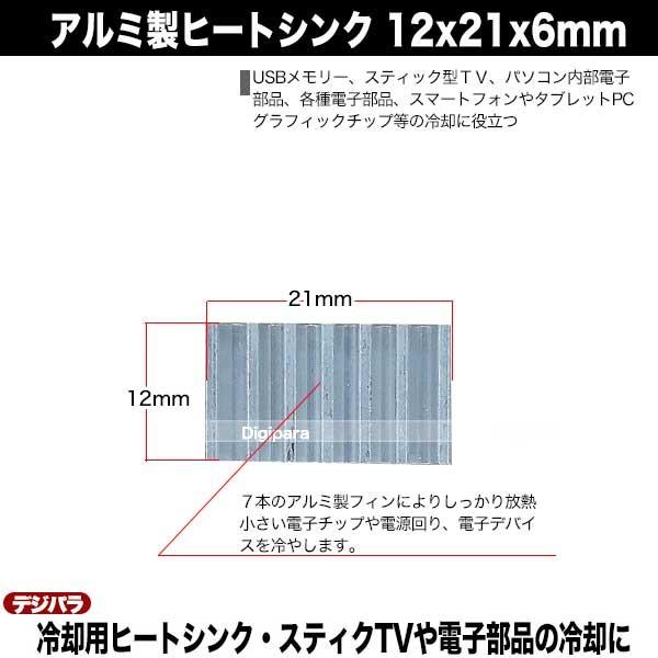 ヒートシンク 12mmx21mmx6mm アルミ製 4個入り 熱伝導両面テープ付き